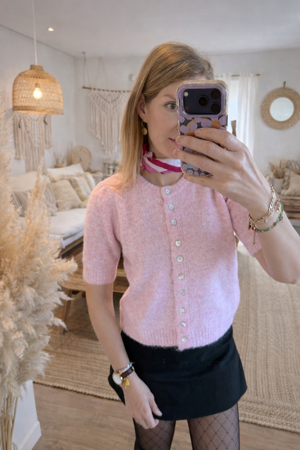 Pull manches courtes - Rose