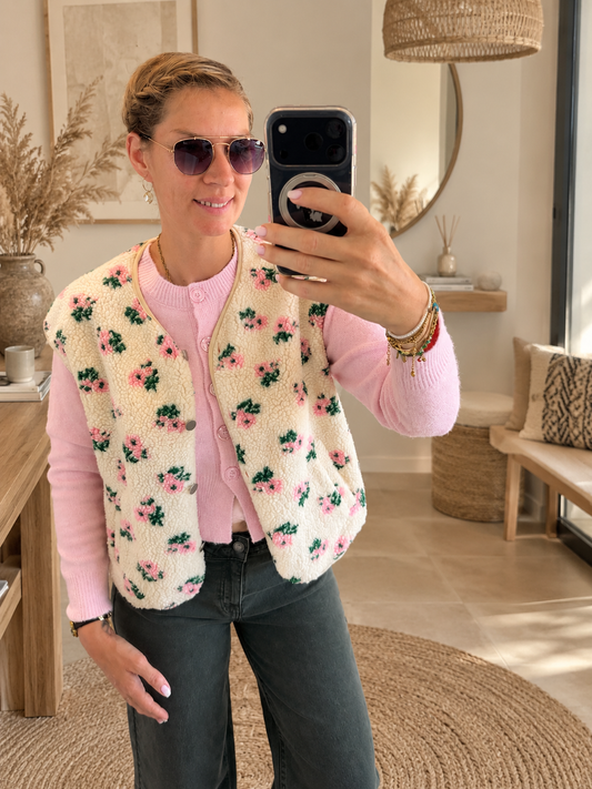 Veste sans manches fleurie