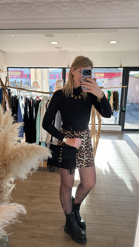 Sac à franges en cuir