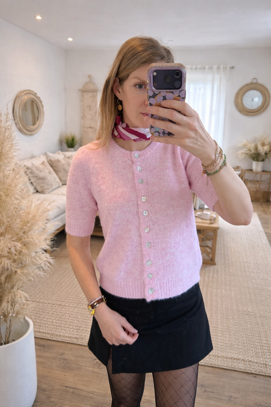 Pull manches courtes - Rose