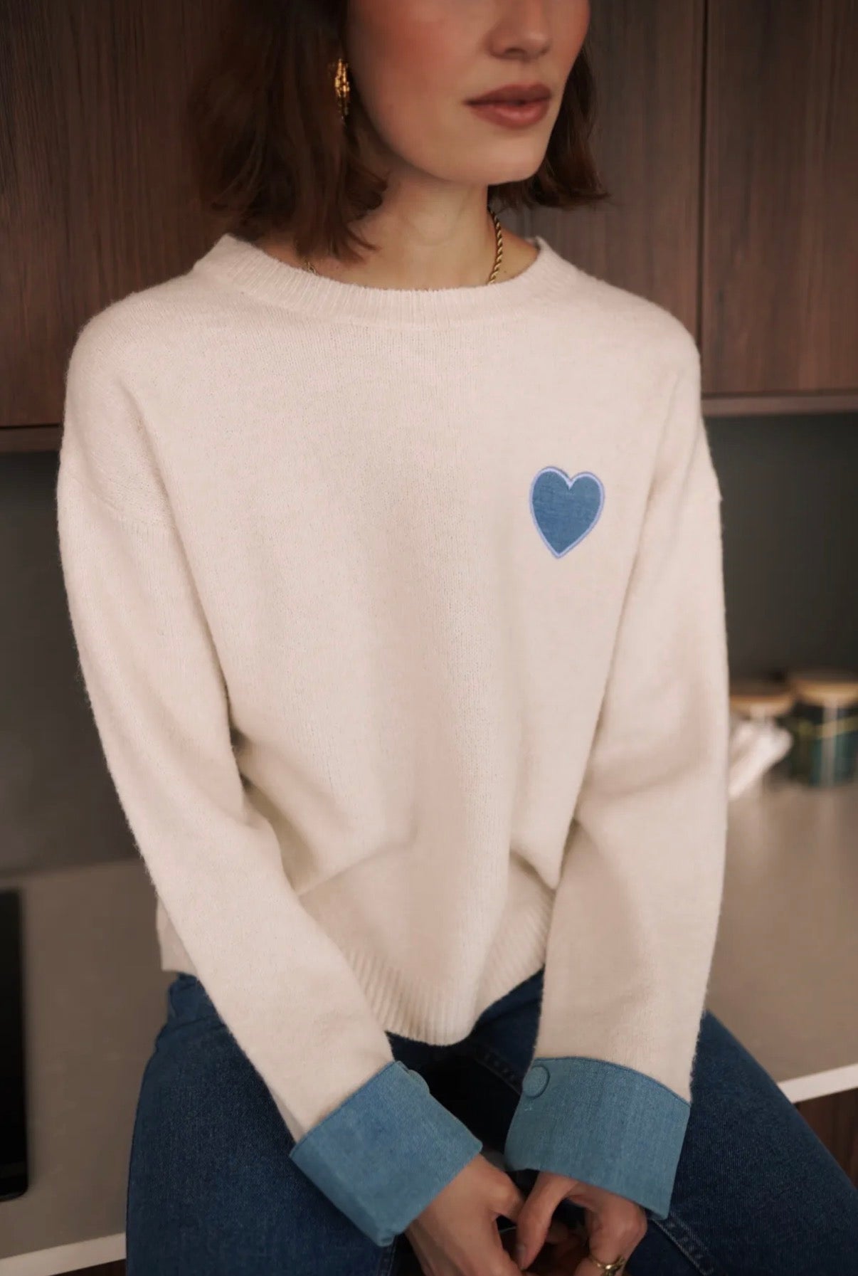 Pull coeur en Jeans