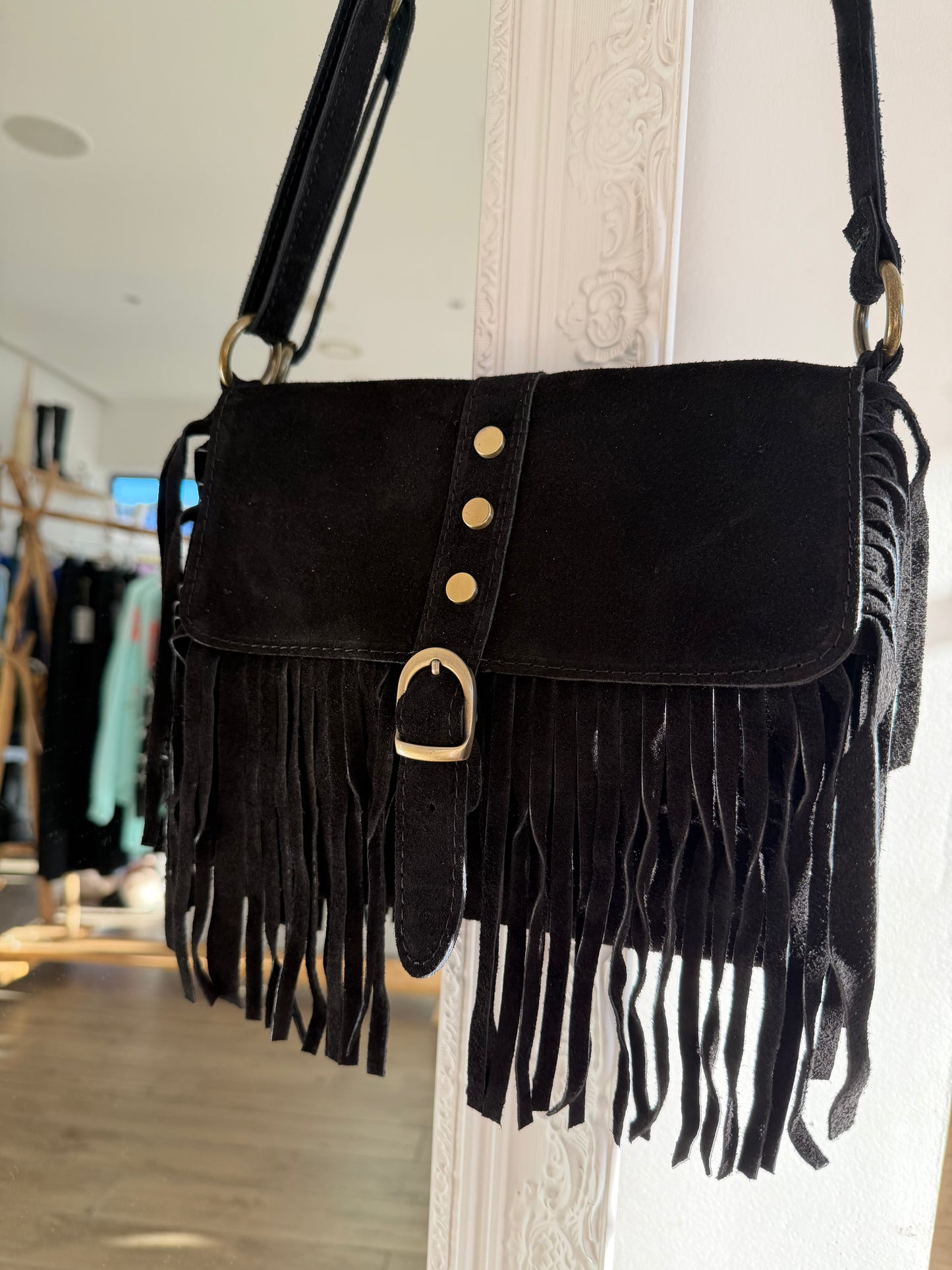 Sac à franges en cuir