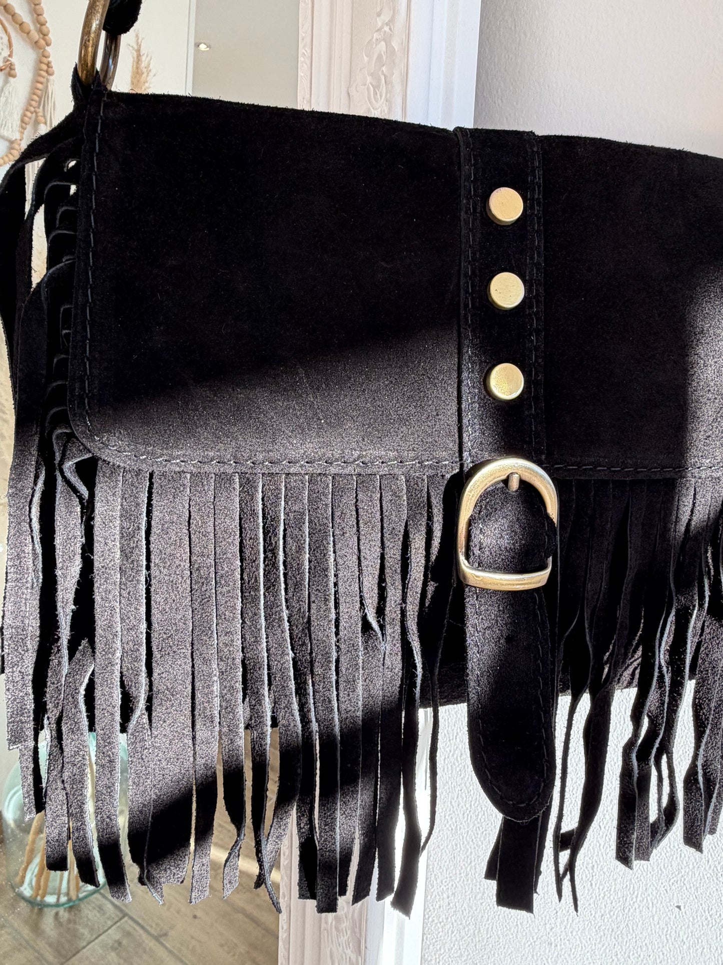 Sac à franges en cuir