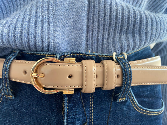 Ceinture beige en cuir